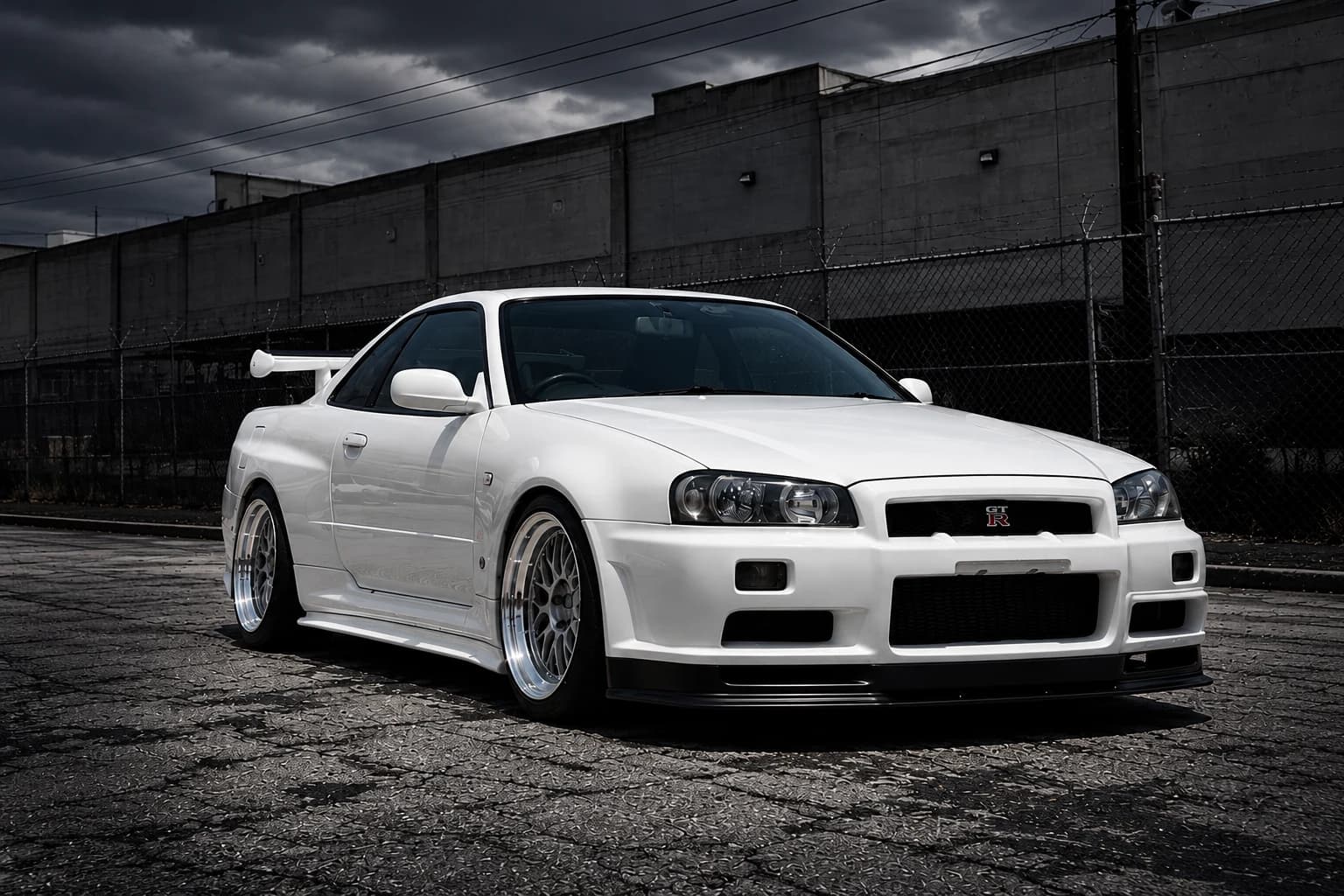 White Nissan Skyline GT-R representing Foreign automotive excellence